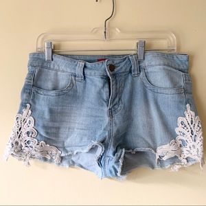 Forever 21 Mini Jeans Shorts with lace detail